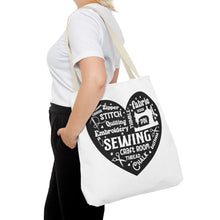 Black Sewing Word Cloud Tote Bag