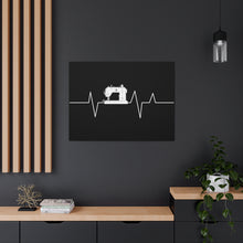 Sewing Machine Heart Beat - Black - Canvas Gallery Wraps