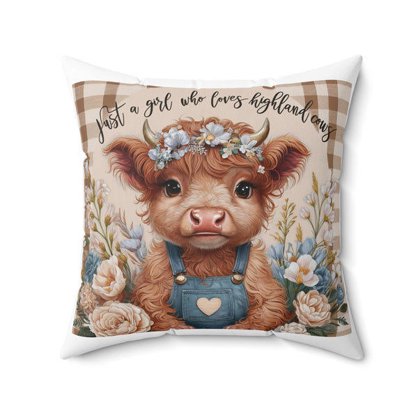 Loves Highland Cows Spun Polyester Square Pillow