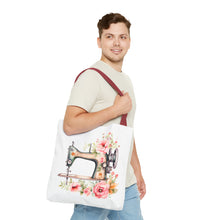 Blue Floral Sewing Machine Tote Bag