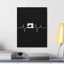 Sewing Machine Heart Beat - Black - Canvas Gallery Wraps