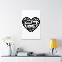 Black Sewing Word Cloud - Canvas Gallery Wraps