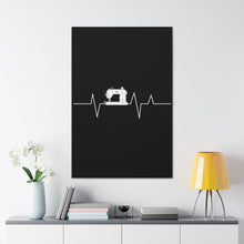 Sewing Machine Heart Beat - Black - Canvas Gallery Wraps