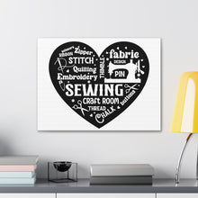 Black Sewing Word Cloud - Canvas Gallery Wraps