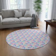 Pastel Alcohol Ink Flowers Pattern 2 Round Rug