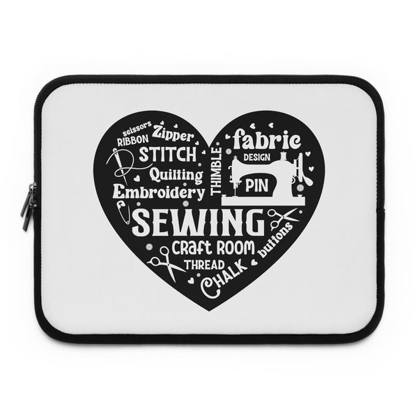 Black Sewing Word Cloud Laptop Sleeve