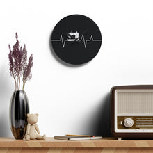 Sewing Machine Heart Beat Acrylic Wall Clock - Black