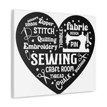 Black Sewing Word Cloud - Canvas Gallery Wraps