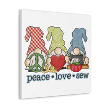 Peace, Love, Sew Gnomes - Canvas Gallery Wraps - White