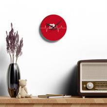 Sewing Machine Heart Beat Acrylic Wall Clock - Red