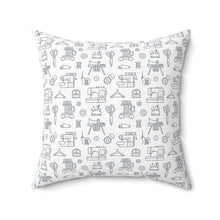 Outlined Sewing Elements Spun Polyester Square Pillow