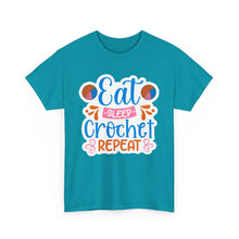 Eat Sleep Crochet Repeat Unisex Heavy Cotton Tee