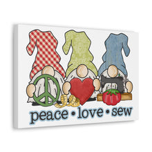 Peace, Love, Sew Gnomes - Canvas Gallery Wraps - White