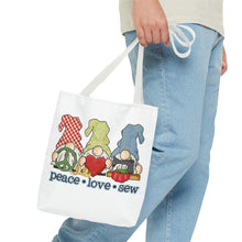 Peace, Love, Sew Gnomes Tote Bag