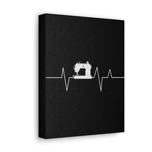 Sewing Machine Heart Beat - Black - Canvas Gallery Wraps