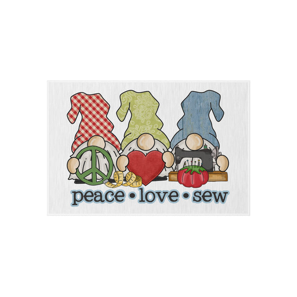 Peace, Love, Sew Gnomes Outdoor Rug