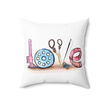 Sewing Love Spun Polyester Square Pillow - White