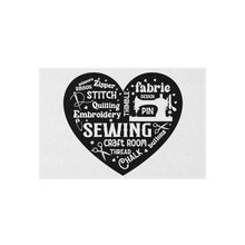 Black Sewing Word Cloud Outdoor Rug