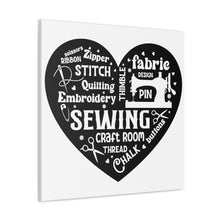 Black Sewing Word Cloud - Canvas Gallery Wraps