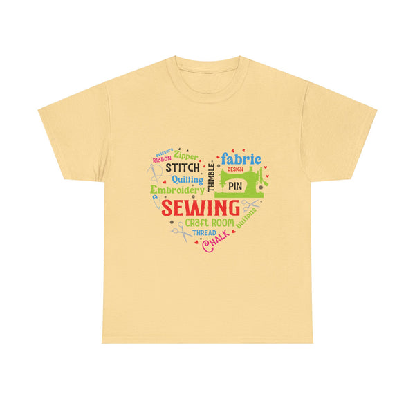 Colorful Sewing Word Cloud Unisex Heavy Cotton Tee