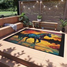Colorful Modern Horse Outdoor Rug