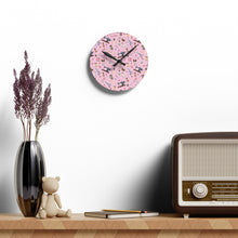 Sewing Elements Pink Acrylic Wall Clock