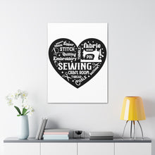 Black Sewing Word Cloud - Canvas Gallery Wraps