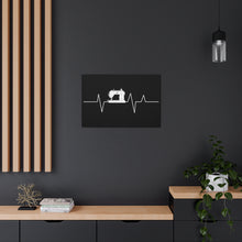 Sewing Machine Heart Beat - Black - Canvas Gallery Wraps