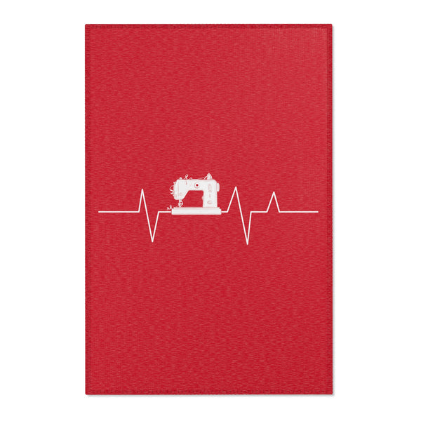 Sewing Machine Heart Beat Area Rugs - Red