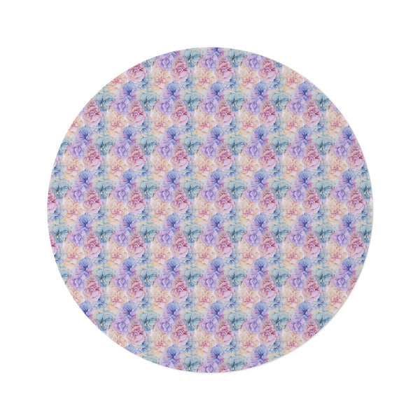 Pastel Alcohol Ink Flowers Pattern 1 Round Rug