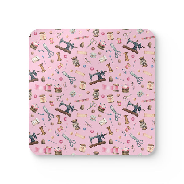 Sewing Elements Pink Corkwood Coaster Set