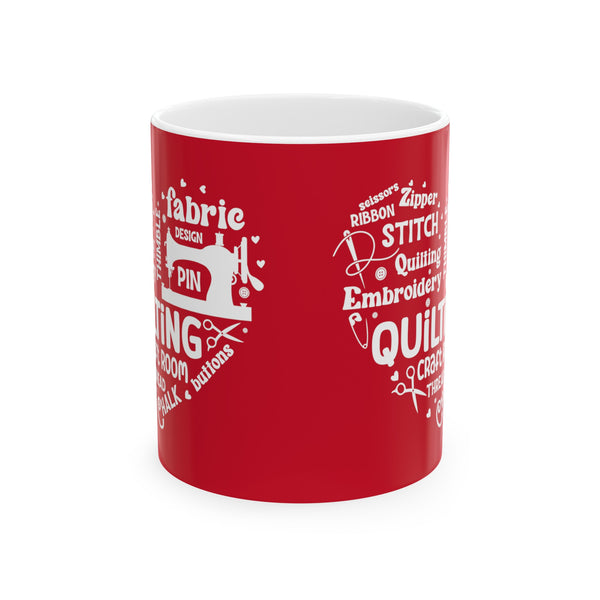 Quilting Word Cloud Ceramic Mug, (11oz, 15oz)