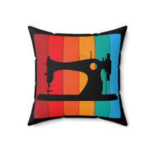 Retro Sewing Machine Spun Polyester Square Pillow - Black