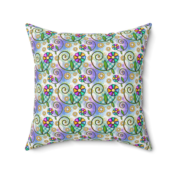 Floral Collage Pattern 1 Spun Polyester Square Pillow