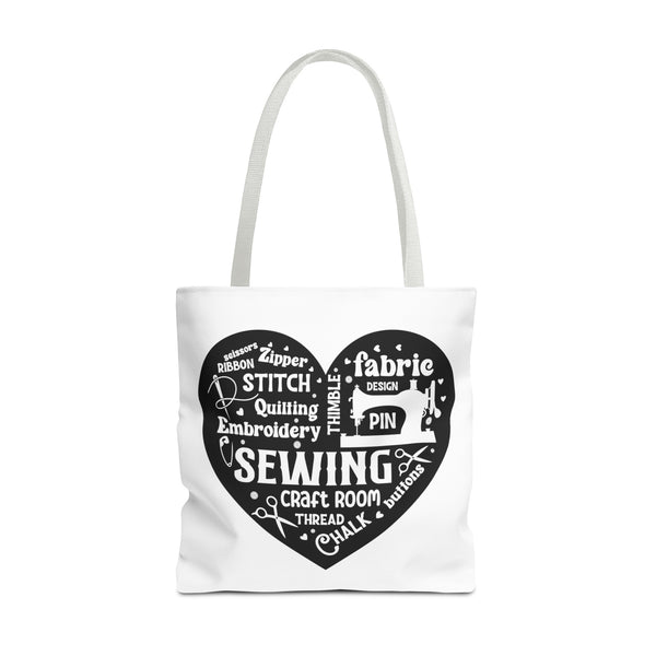 Black Sewing Word Cloud Tote Bag