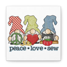 Peace, Love, Sew Gnomes - Canvas Gallery Wraps - White