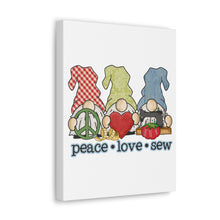 Peace, Love, Sew Gnomes - Canvas Gallery Wraps - White