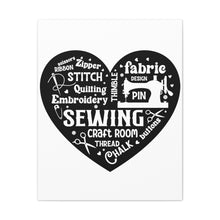 Black Sewing Word Cloud - Canvas Gallery Wraps