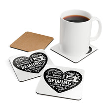 Black Sewing Word Cloud Corkwood Coaster Set