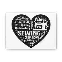 Black Sewing Word Cloud - Canvas Gallery Wraps