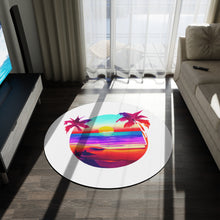 Colorful Beach Sunset Round Rug