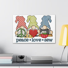 Peace, Love, Sew Gnomes - Canvas Gallery Wraps - White