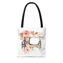 Blue Floral Sewing Machine Tote Bag