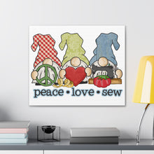 Peace, Love, Sew Gnomes - Canvas Gallery Wraps - White