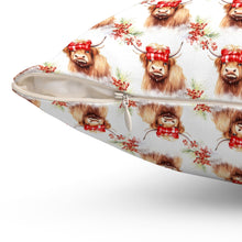 Highland Cow with Headband Spun Polyester Square Pillow