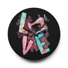 Sewing Love Acrylic Wall Clock - Black