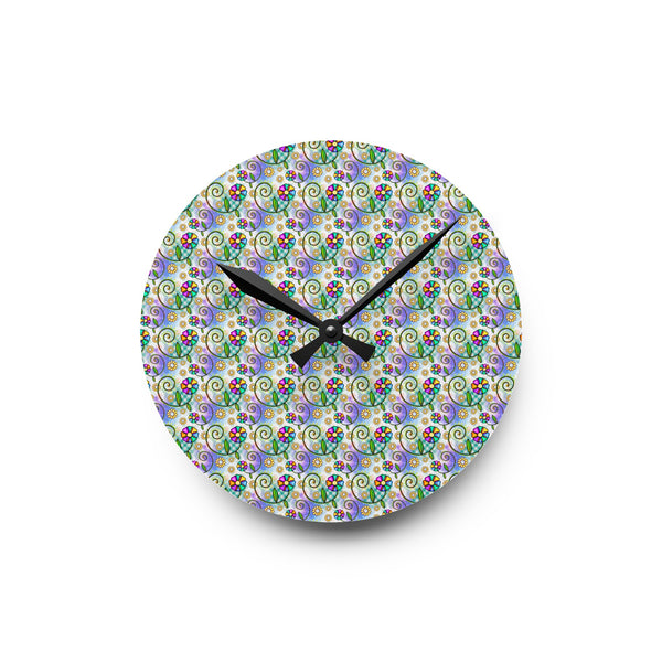 Floral Collage Pattern 1 Acrylic Wall Clock