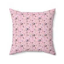 Sewing Elements Pink Spun Polyester Square Pillow - White