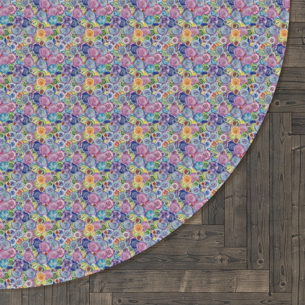 Packed Watercolor Buttons Round Rug