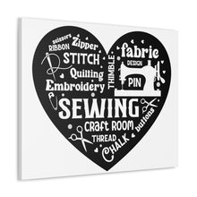 Black Sewing Word Cloud - Canvas Gallery Wraps